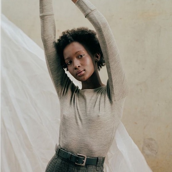 Caves Collect Francesca Merino Wool Long Sleeve Top Gray - Picture 1 of 9